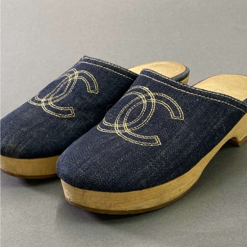 CHANEL denim mules
